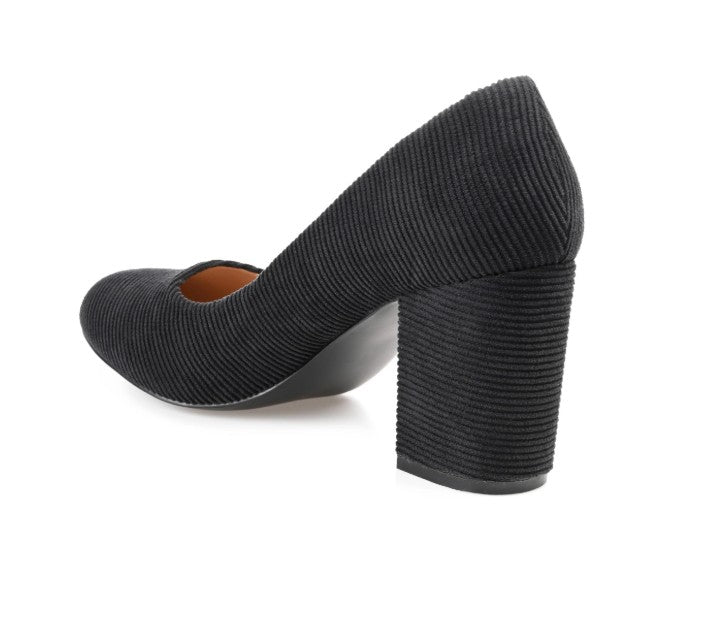 Journee Collection Women's Fai Corduroy Heels Pumps Black Size 6.5