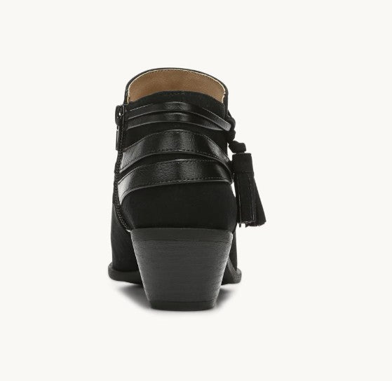 LifeStride Woman's Microsuede Paloma Zipper Ankle Bootie Black Size 8M