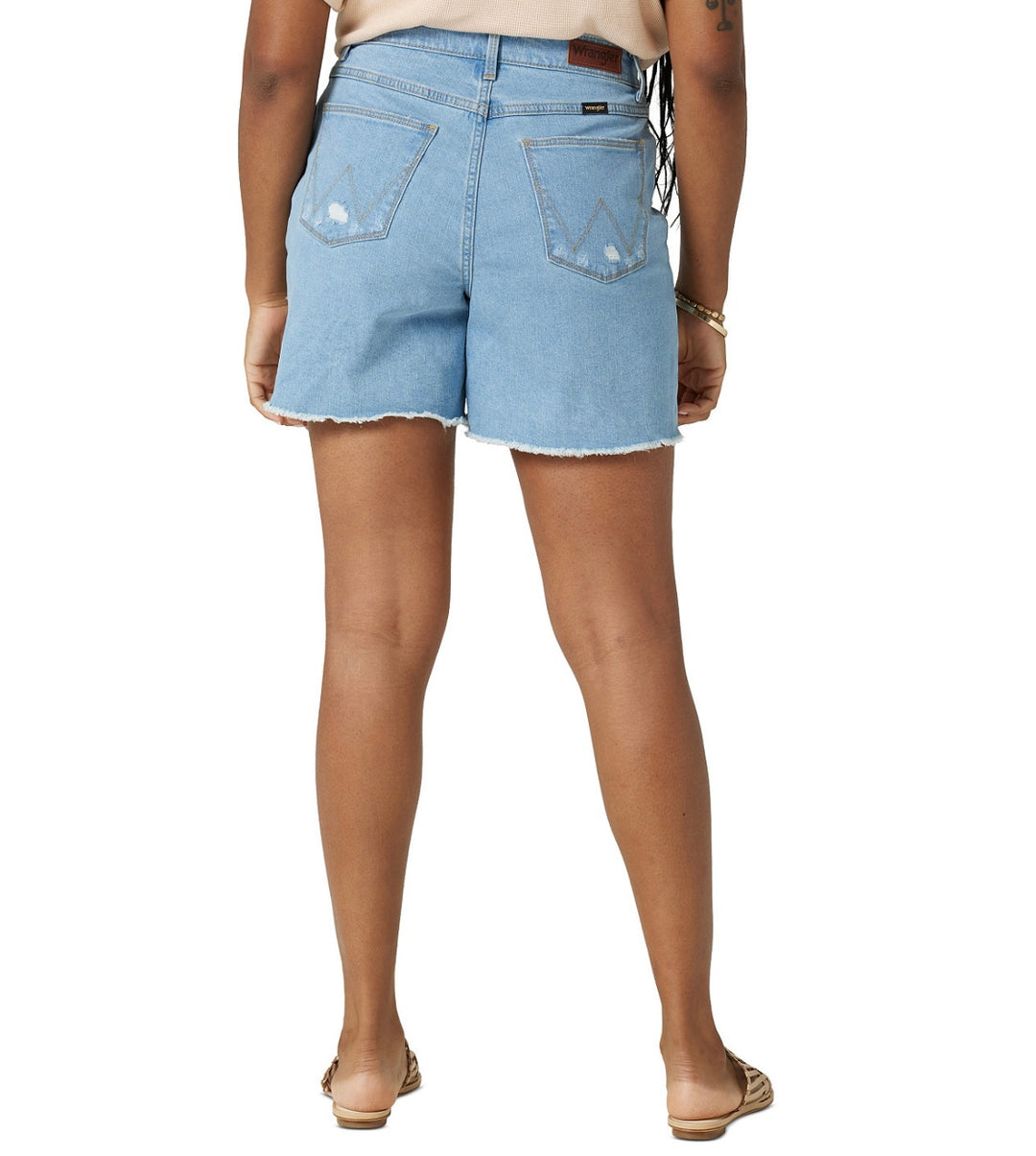 Wrangler Women's Ripped Denim Relaxed Shorts Light Blue Size 4/27