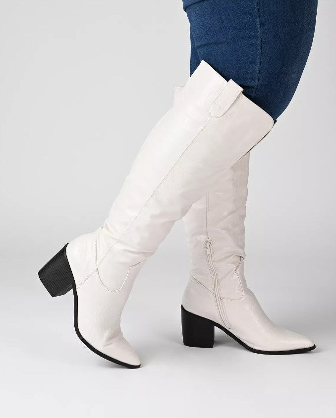 Journee Collection Women's Therese Extra Wide Calf Knee High Boots Bone Size 9
