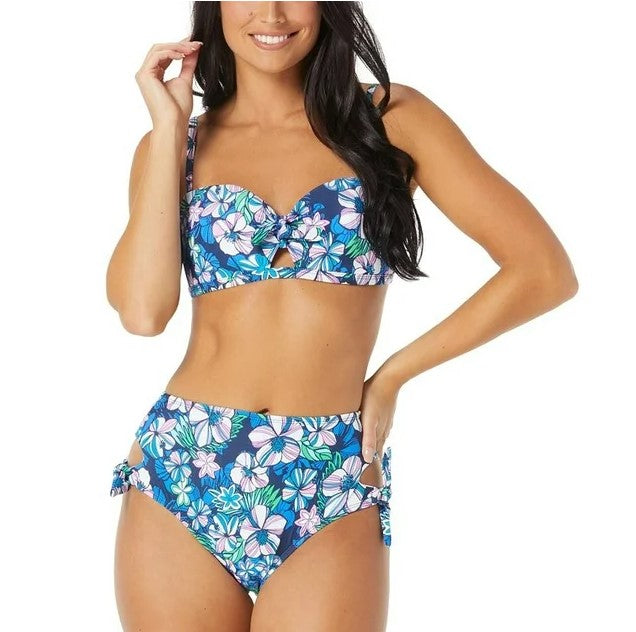 Sundazed Women's Tatum Floral-Print Tie Side High-Waist Swim Bottom Azure