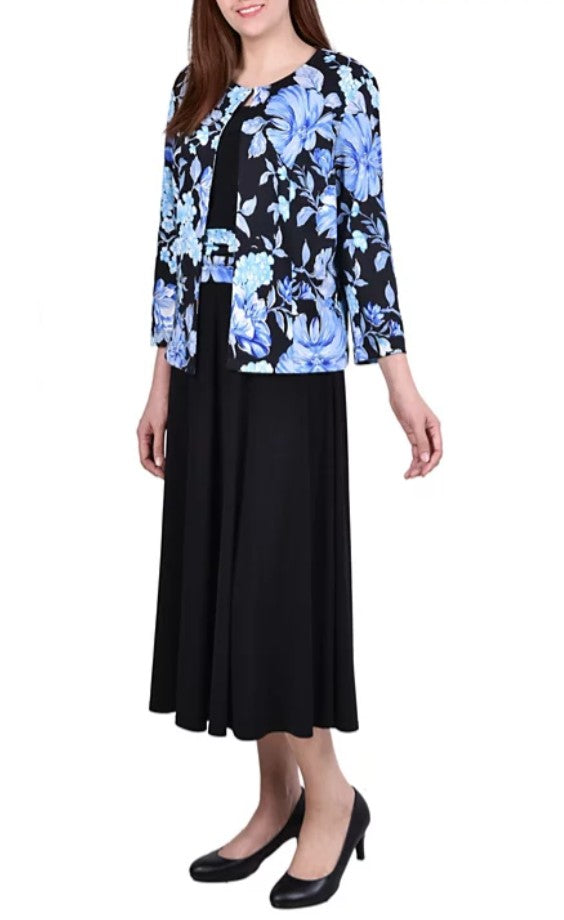 NY Collection Women's 3/4 Sleeve Two Piece Dress Size 8 Milldred