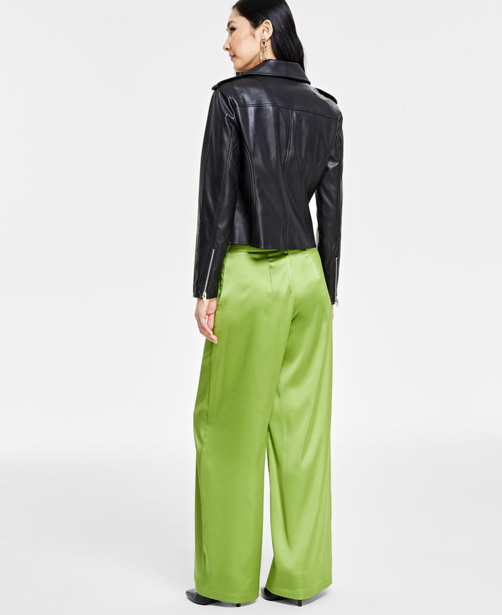 INC International Concepts Women's Satin High-Rise Pull-On Pants Lizard Size S