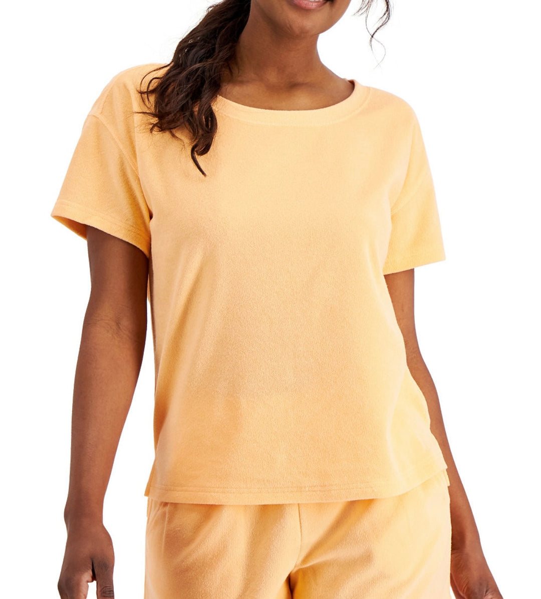 Jenni Women's Terry Cloth Crewneck Top Juicy Melon Size L