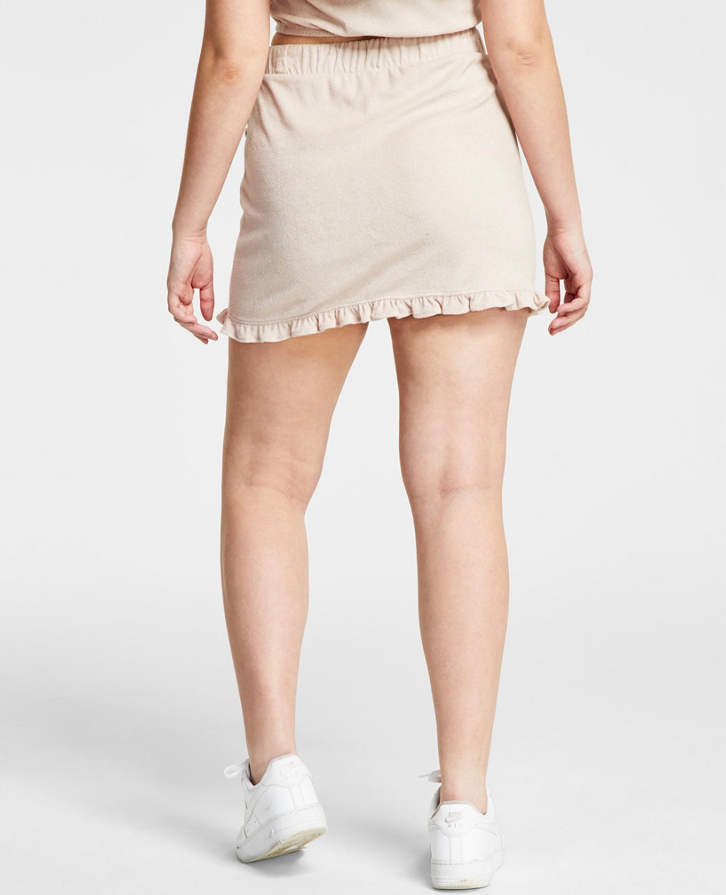 Bar III Women's Crossover Detail Pull-On Terry Cloth Skirt Naturally Nude Size L