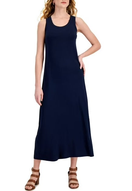 Style & Co. Women's Sleeveless Solid Maxi Dress Industrial Blue Size S