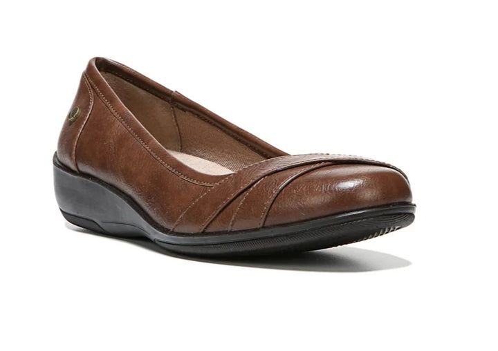LifeStride Women's I-Loyal Low Wedge Ballerina Flats Shoes Dark Tan Size 10