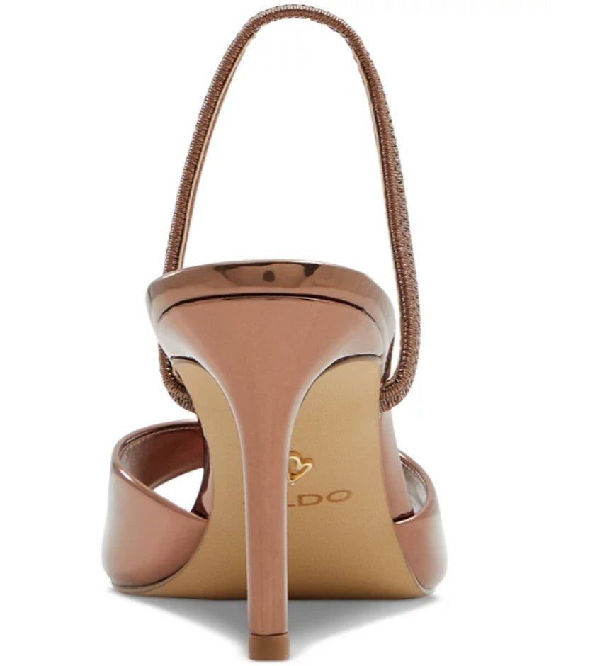 ALDO Women's Slip on Aitana Two-Piece Dress Heels Bronze Size 6.5