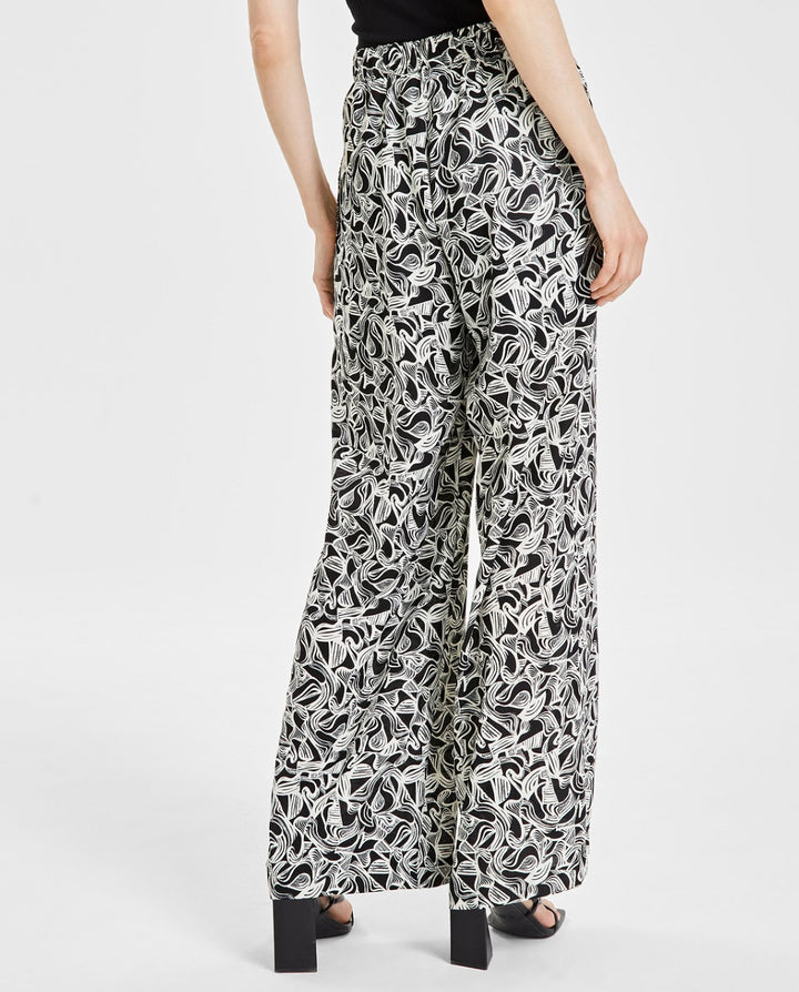 Bar III Women's Side Zip Printed Wide-Leg Pants Kristn Abstract Size 10