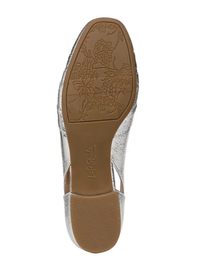 LifeStride Women's Slip On Carmen Flats Shoes Metallic Silver Size 8 1/2
