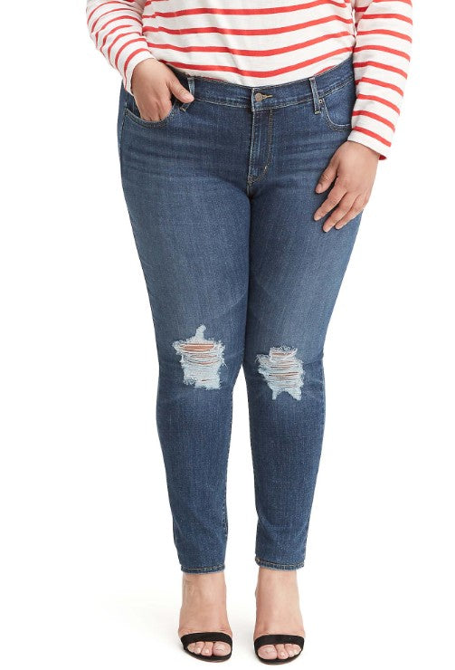 Levi's Women's 711 Stretch Mid Rise Skinny Jeans Maui Breeze Plus Size 24W