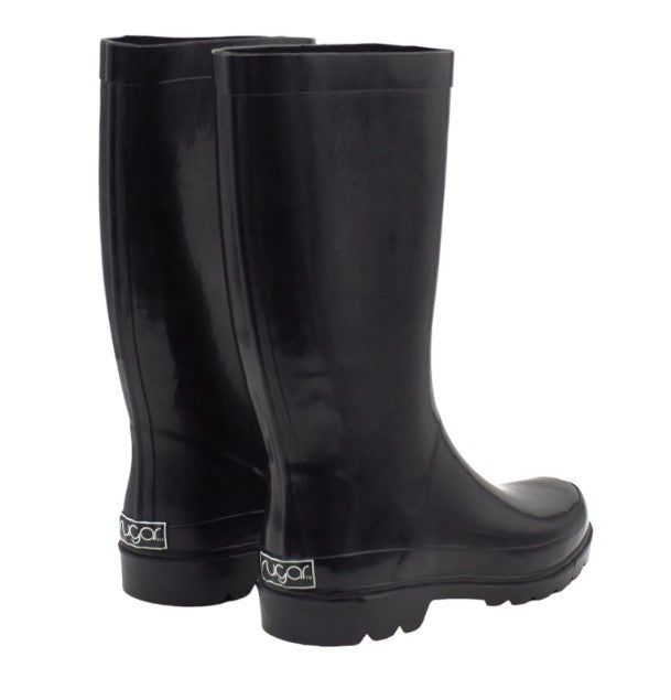 Sugar Women's Raffle Tall Rain Boots Solid Black Size 11 M