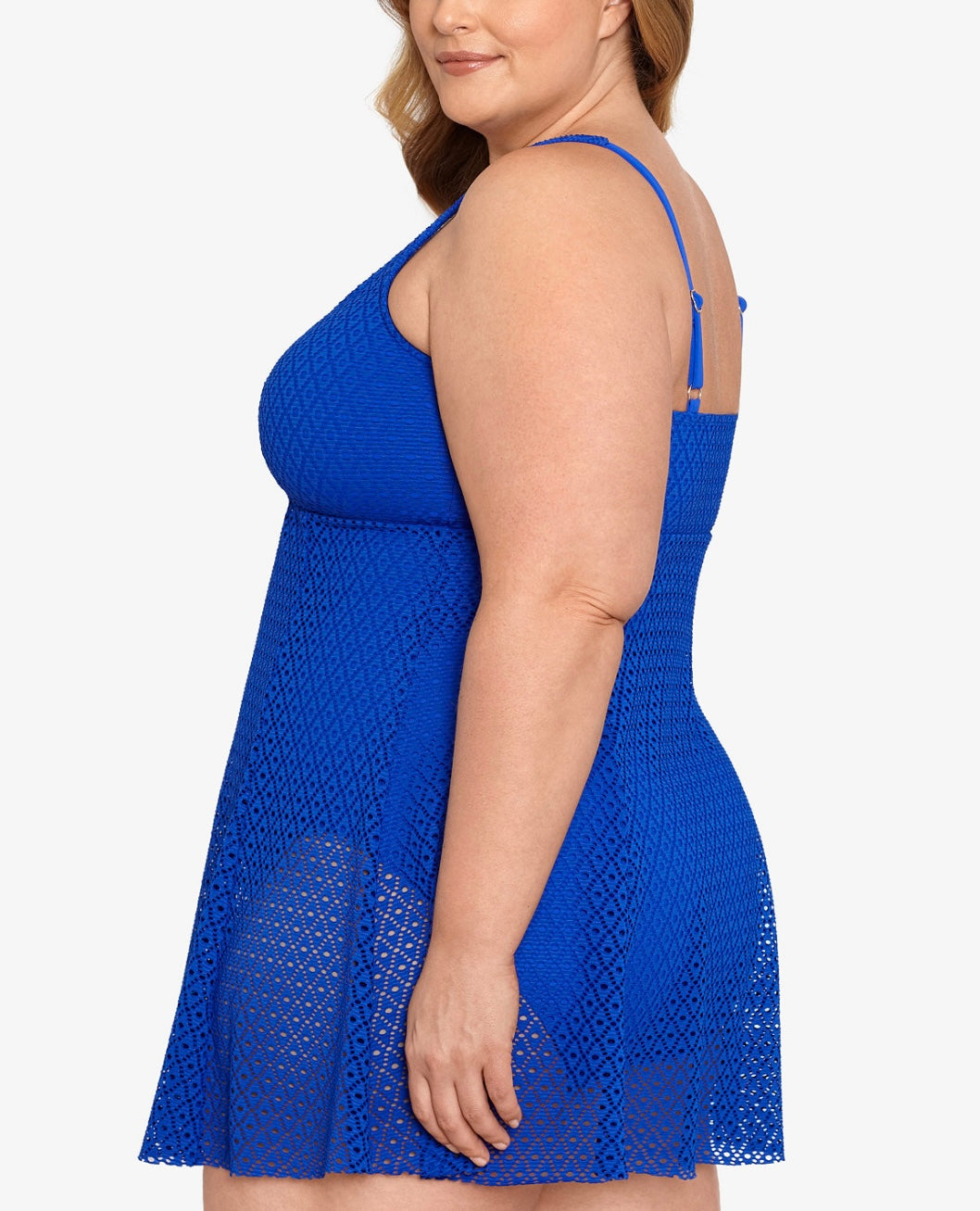 Swim Solutions Women's Knot-Front Tummy-Control Swimdress Cobalt Blue