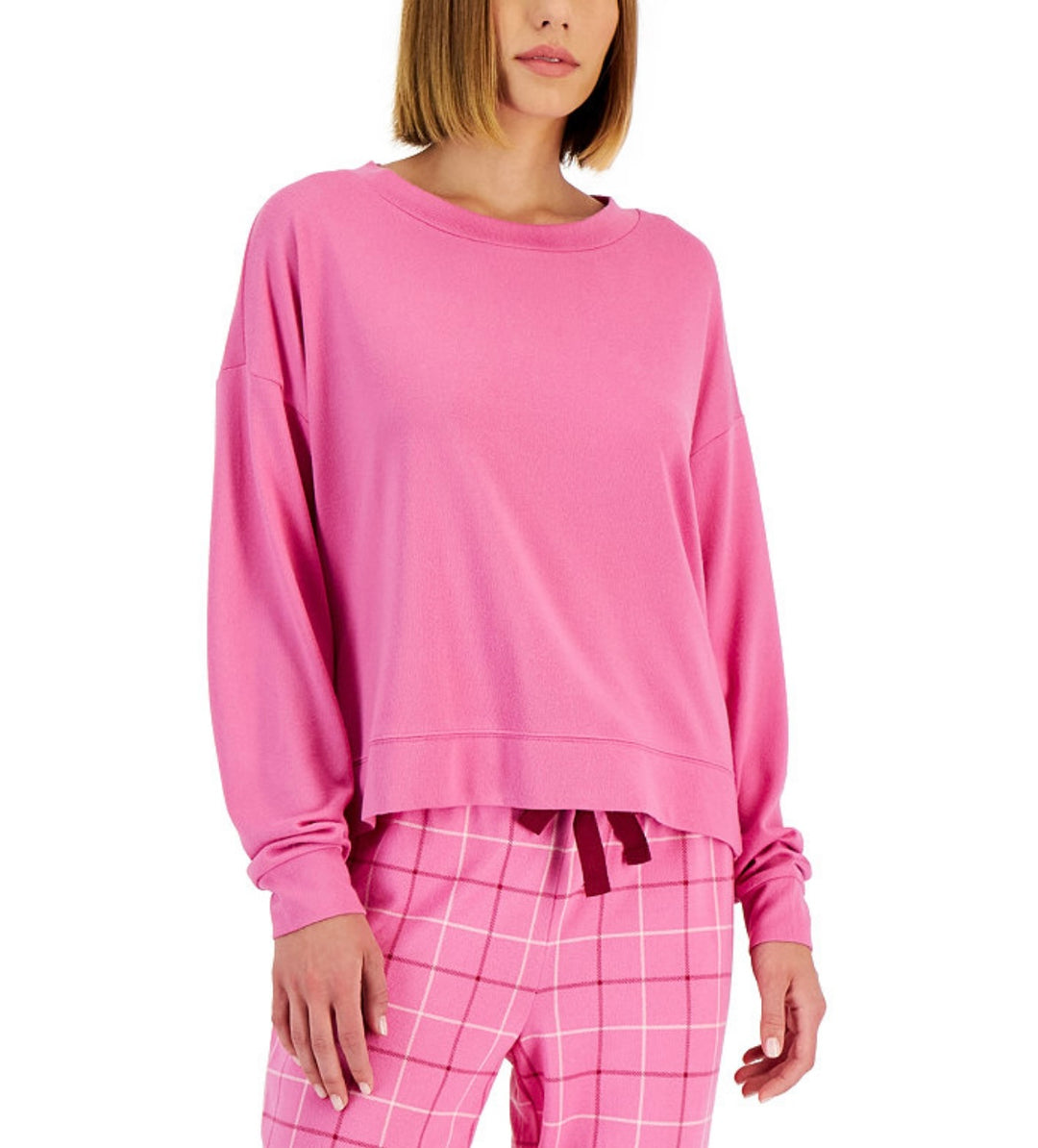 Jenni Women's Long Sleeve Mix It Pajama Top Pink Tease Size S