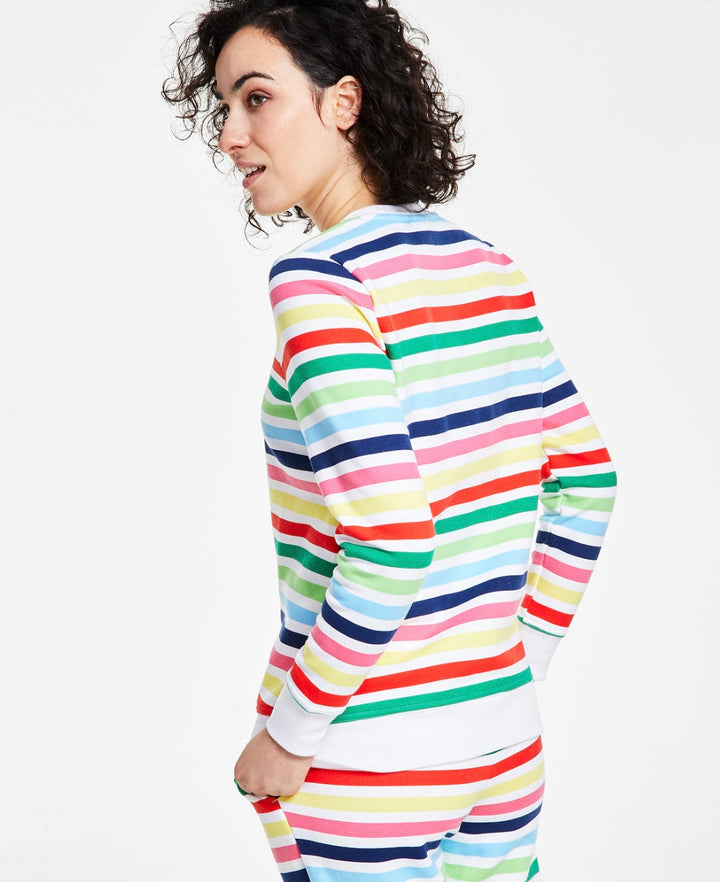 Charter Club Women's Printed Stripe Matching Crewneck Top Size XS