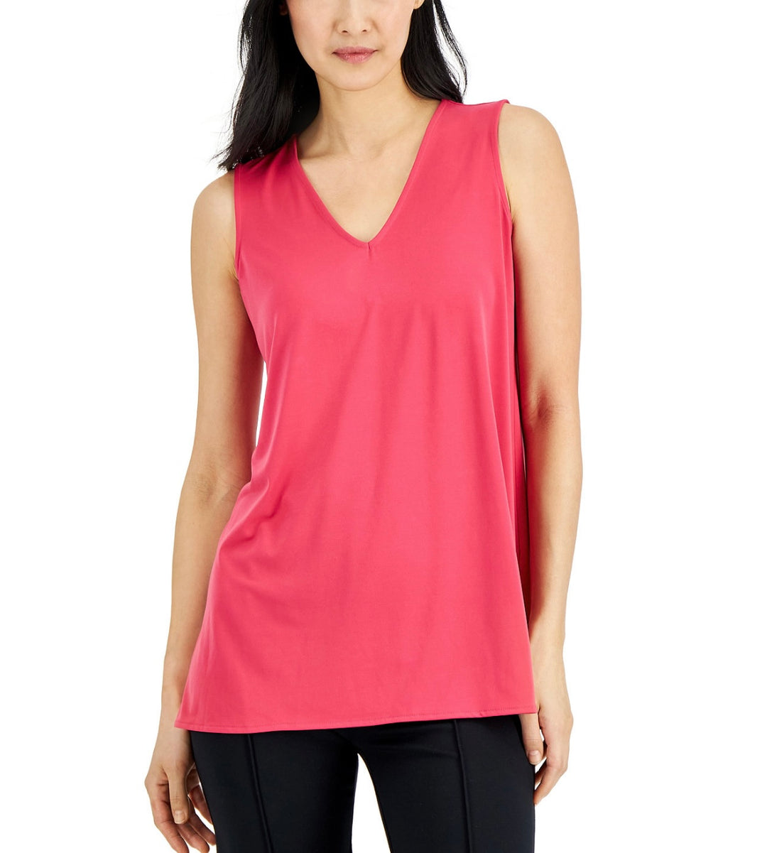 Alfani Women's Sleeveless V-Neck Tunic Top Berry Haze