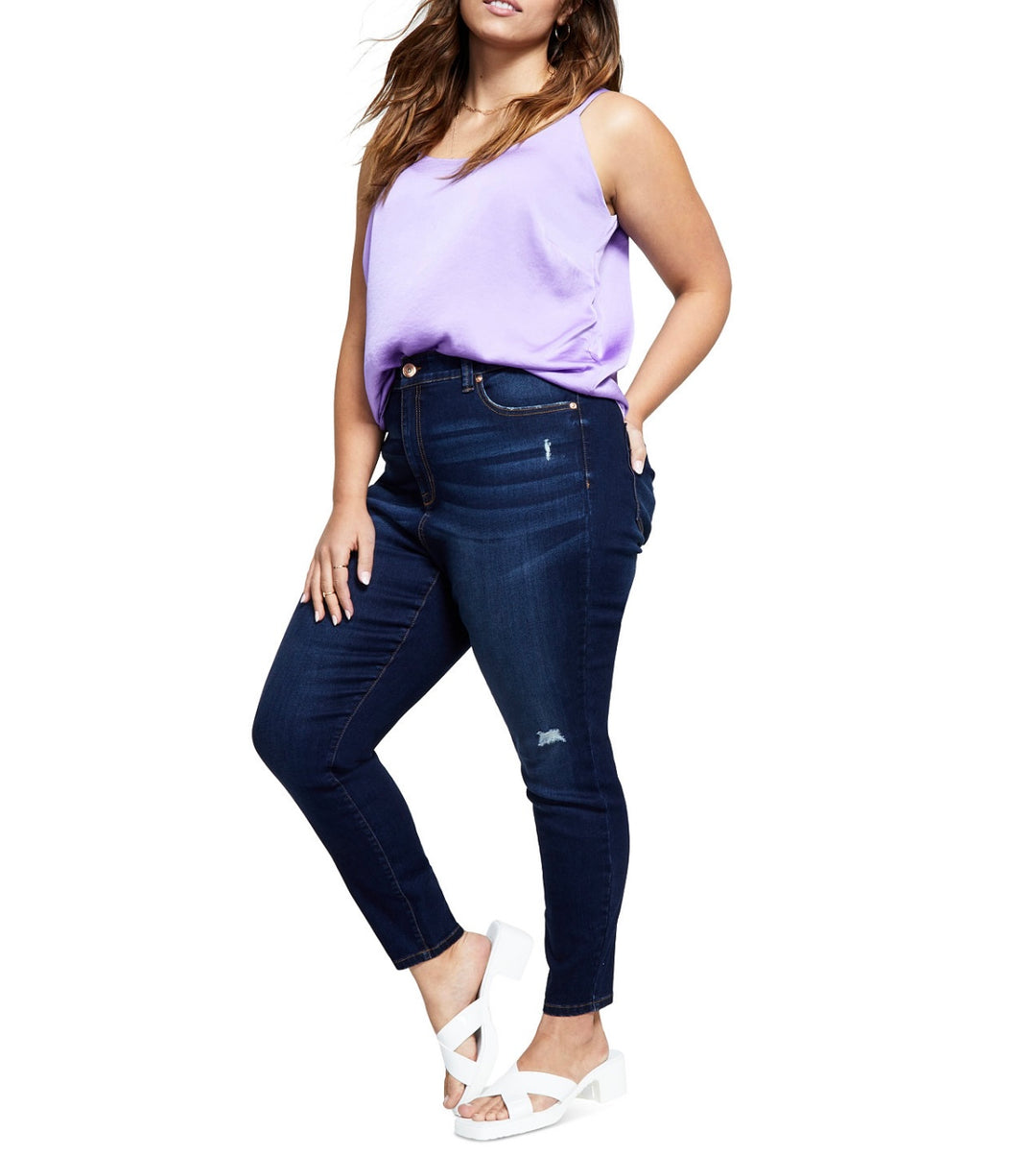 Celebrity Pink Women's High Rise Trendy Ripped Skinny Jean Kirwood Plus Size 18