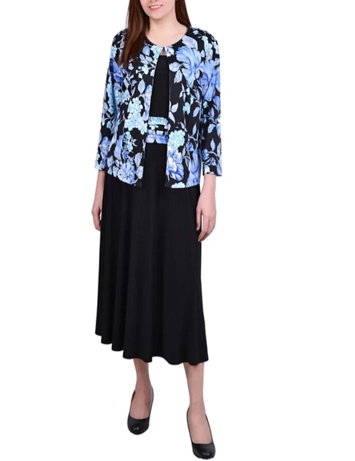 NY Collection Women's 3/4 Sleeve Two Piece Dress Size 8 Milldred