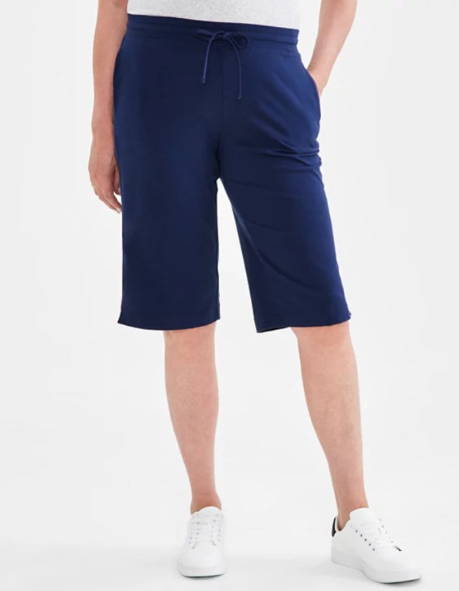 Style & Co. Women's Mid Rise Sweatpant Bermuda Shorts Industrial Blue Size L