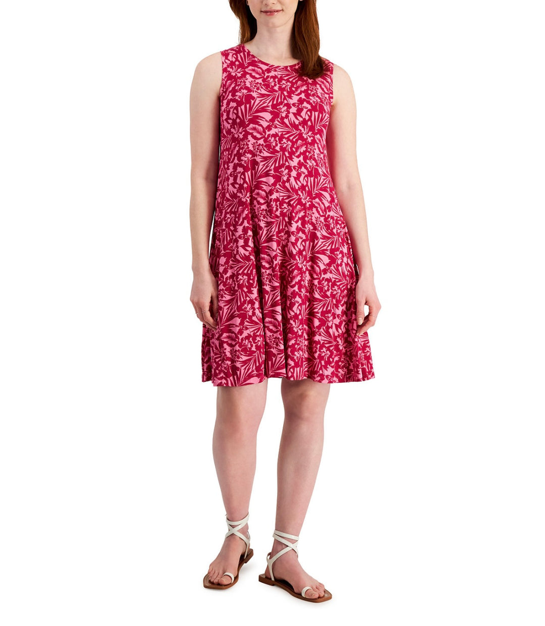 Style & Co. Women's Crewneck Sleeveless Printed Knit Tank Dress Size XS