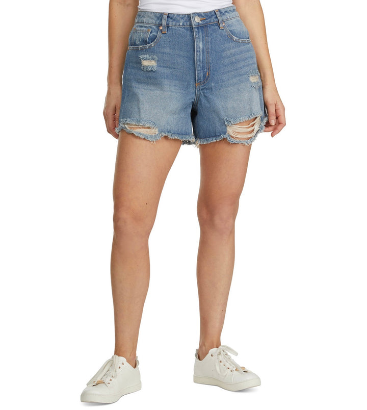Numero Juniors' Distress Raw-Hem Shorts Blue Wash Size 30