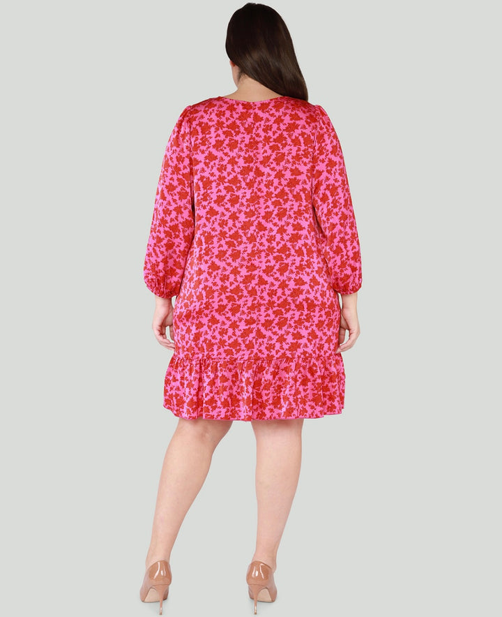 Black Tape Women's Trendy Floral Print 3/4-Sleeve Swing Dress Plus Size 1X