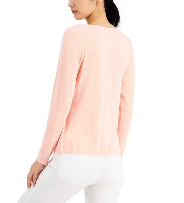 INC International Concepts Women's Scoop-Neck Top First Blush Size XL