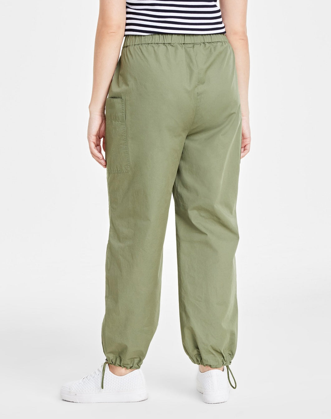 Style & Co. Women's Elastic Waist Straight Leg Pocket Pants Olivine Size L