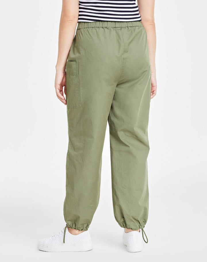 Style & Co. Women's Elastic Waist Straight Leg Pocket Pants Olivine Size L