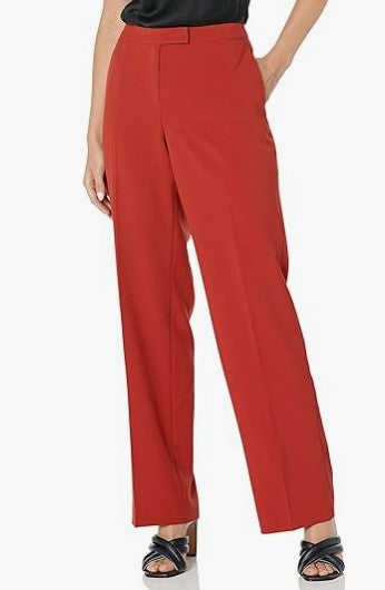 Le Suit Women's Pockets Wide Legs Pant Suit Brick Plus Size 16W