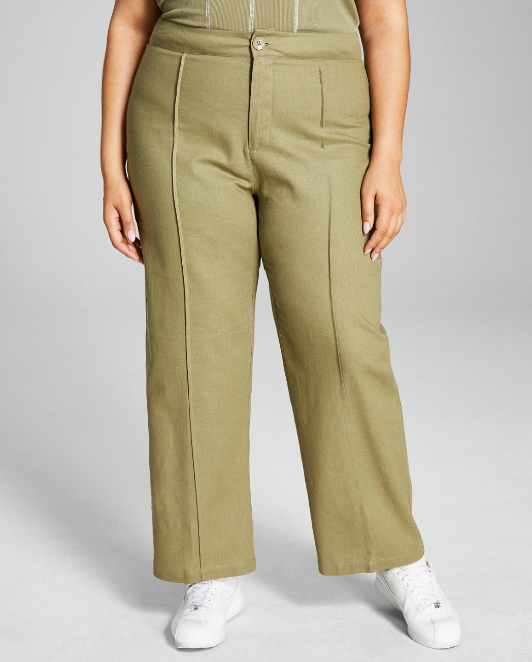 And Now This Women's Trendy Cotton High-Rise Pants Olive Plus Size 26W