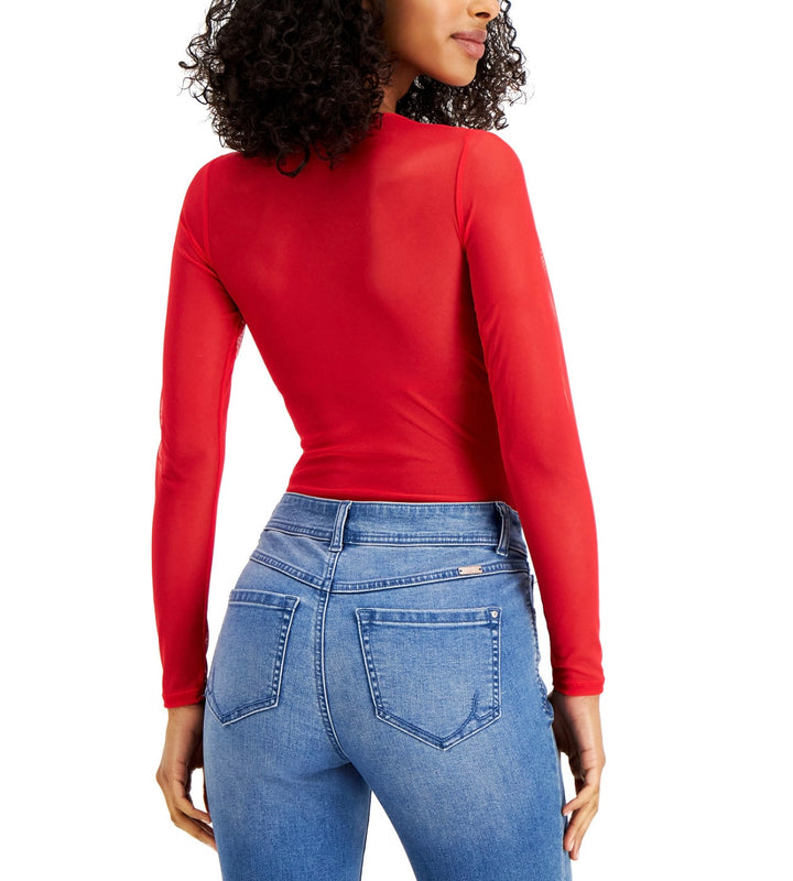 INC International Concepts Women's Not So Basic Long-Sleeve Lace Mesh Bodysuit