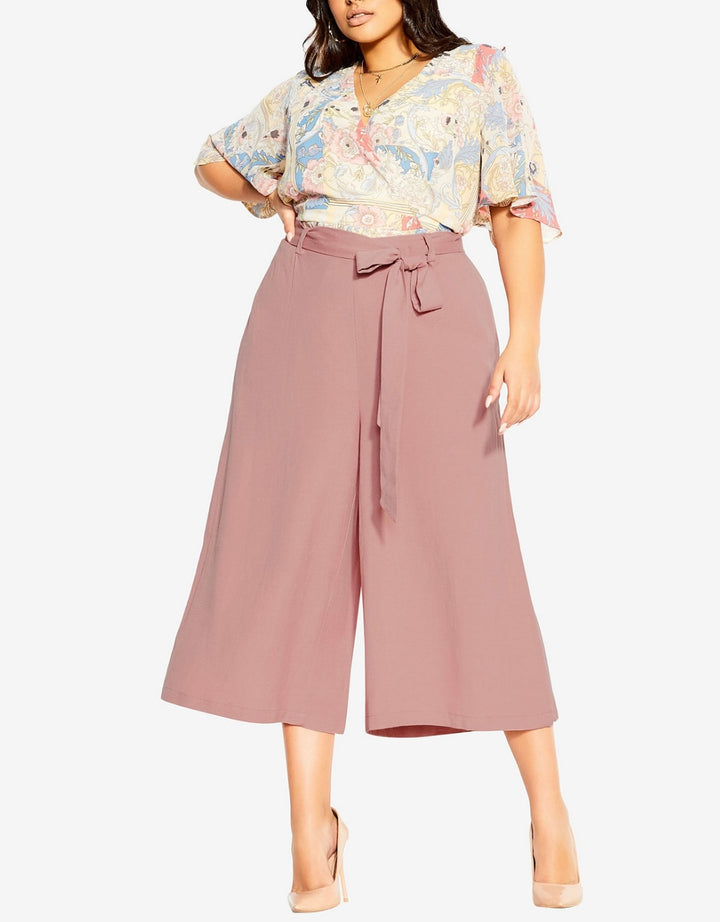 City Chic Women's Nouveau Tie Wide Leg Pant Rose Plus Size S//16