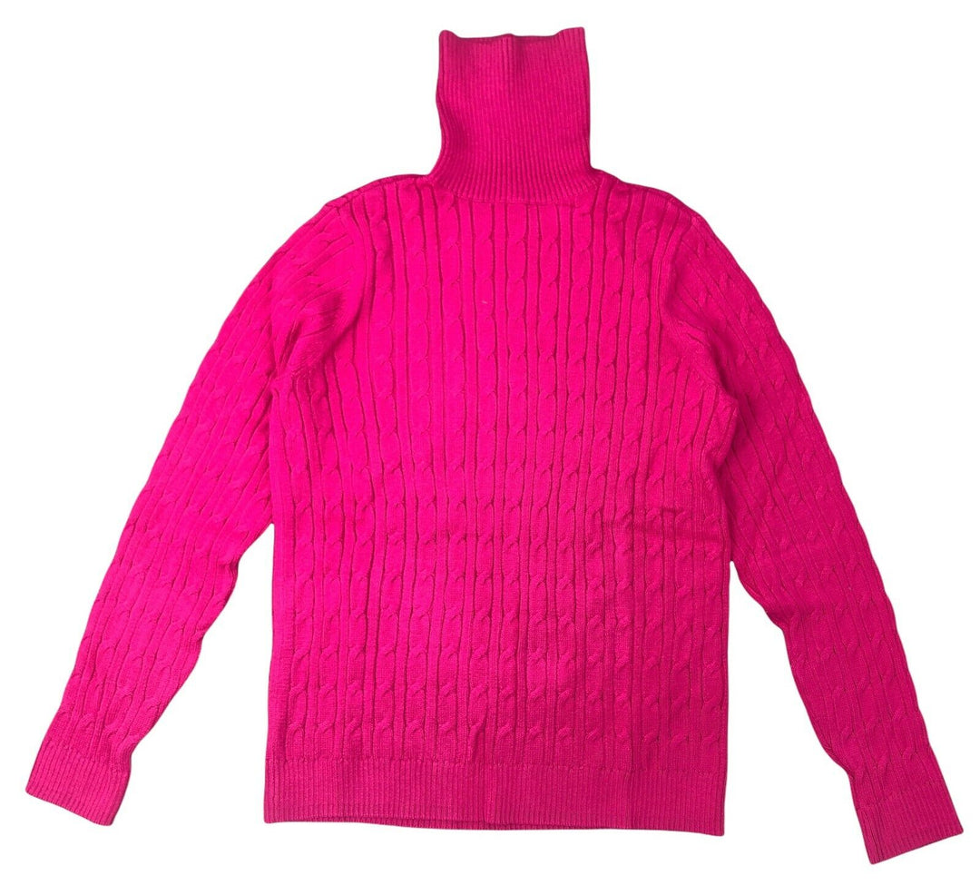 Charter Club Women's Turtle Neck Cable Knit Sweater Berry Cool Top Size M