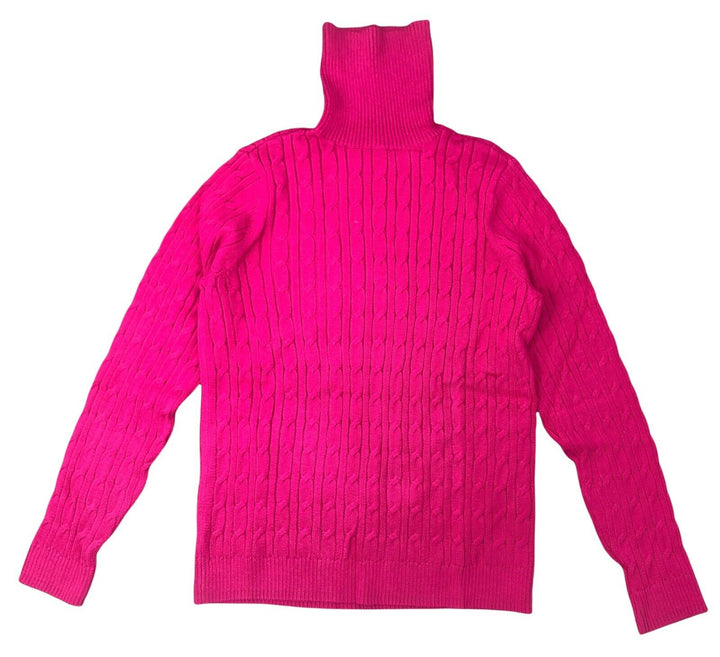 Charter Club Women's Turtle Neck Cable Knit Sweater Berry Cool Top Size M