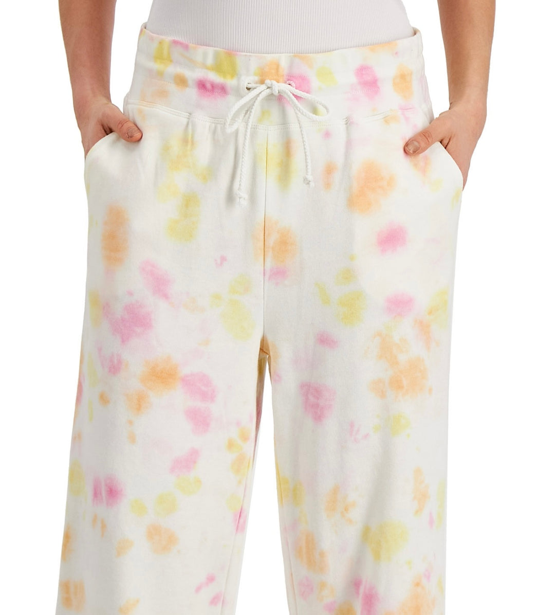 Style & Co. Women's Tie-Dye Wide-Leg Sweatpants Cloudy Dye Size L