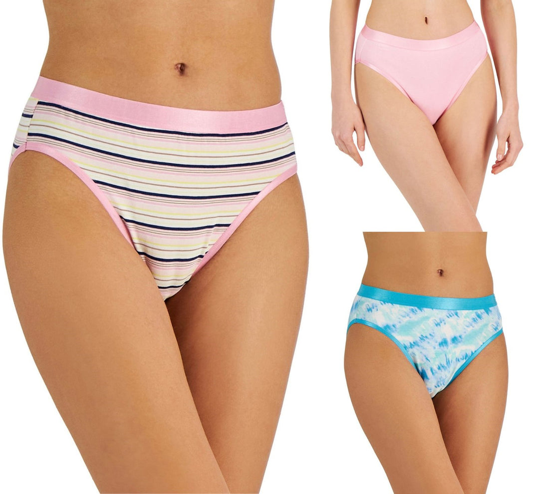 Jenni Women's Elastic Waistband 3-Pk Hi-Cut Bikini Underwear