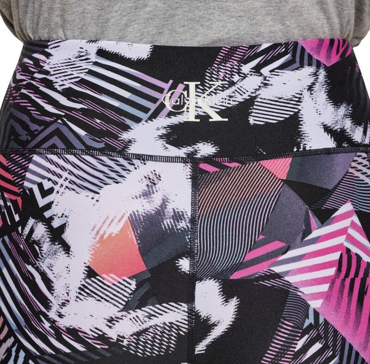 Calvin Klein Women's Bike Short High Rise Fashion Print Geo Shift Berry Logo