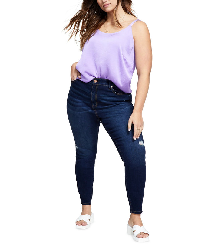 Celebrity Pink Women's High Rise Trendy Ripped Skinny Jean Kirwood Plus Size 18