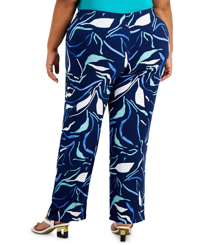Alfani Women's Elastic Waist Printed State Wide-Leg Pant Plus Size 2X