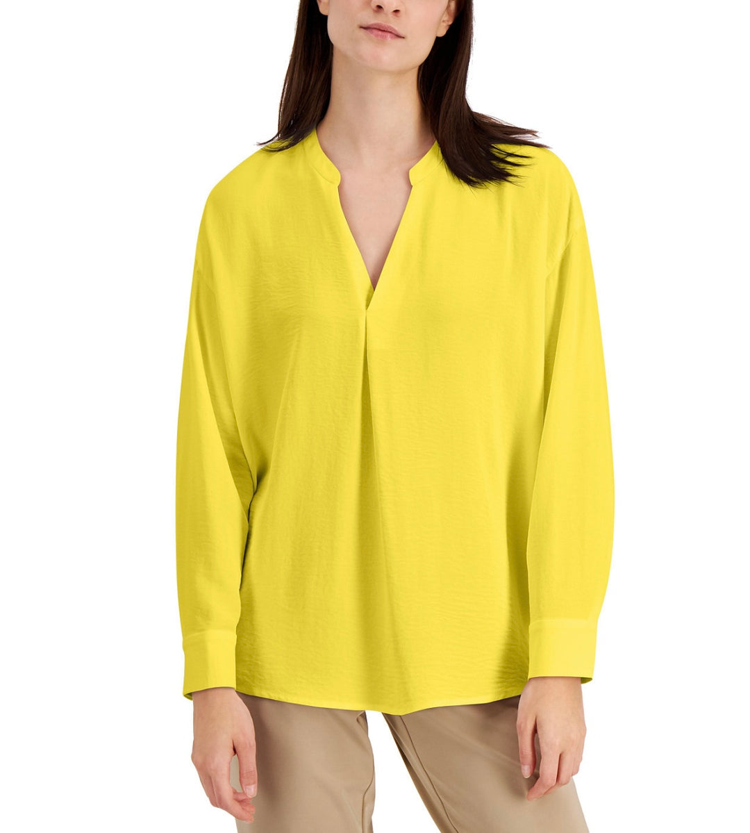 Alfani Women's V-Neck Top Illuminating Gold Size M
