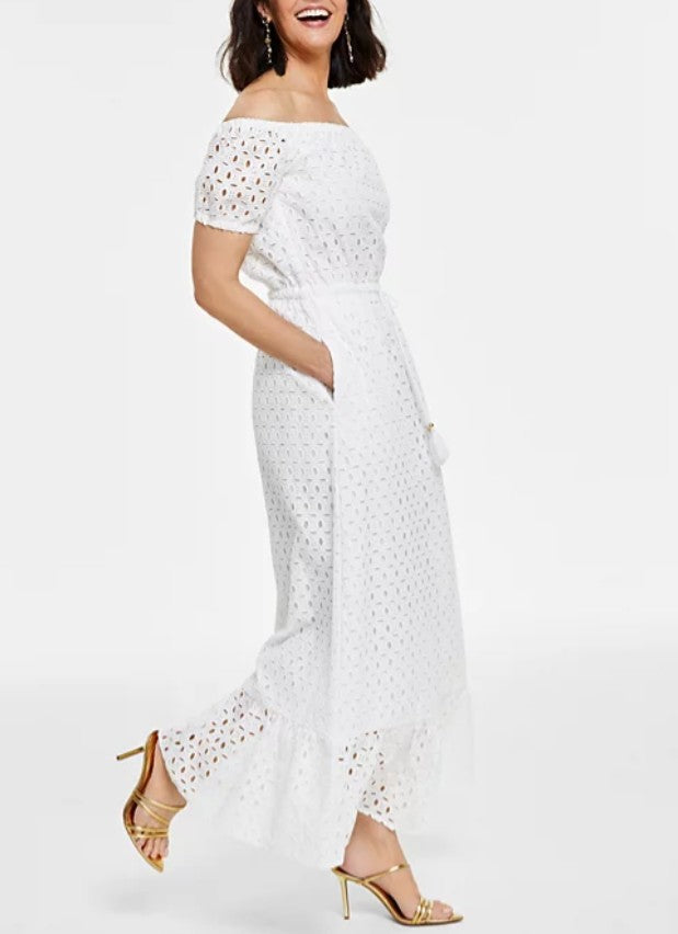 INC International Concepts Women's Off-The-Shoulder Eyelet Maxi Dress