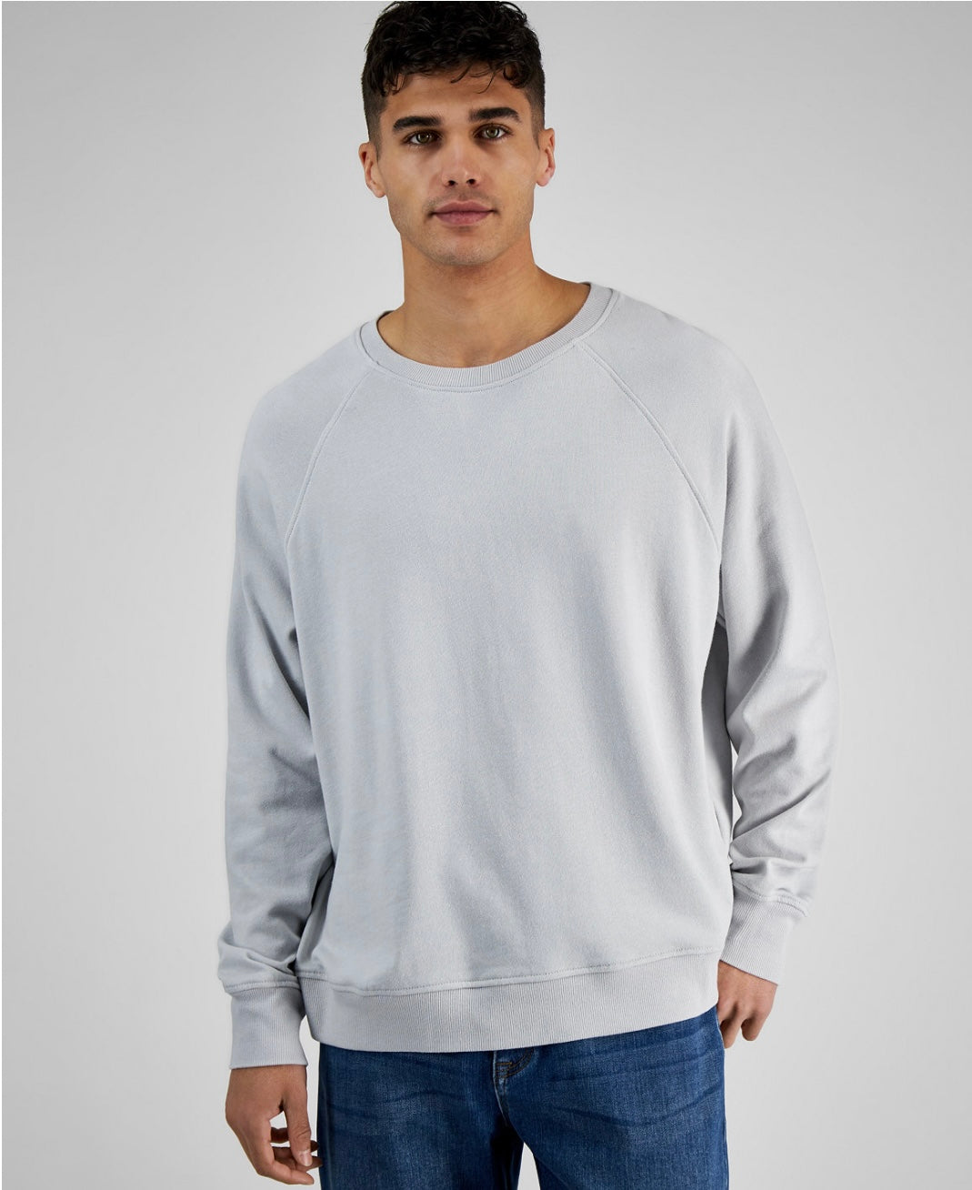 And Now This Men's Long Sleeves Ribbed Crewneck Raglan Sweatshirt Size L