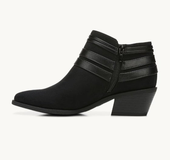 LifeStride Woman's Microsuede Paloma Zipper Ankle Bootie Black Size 8M