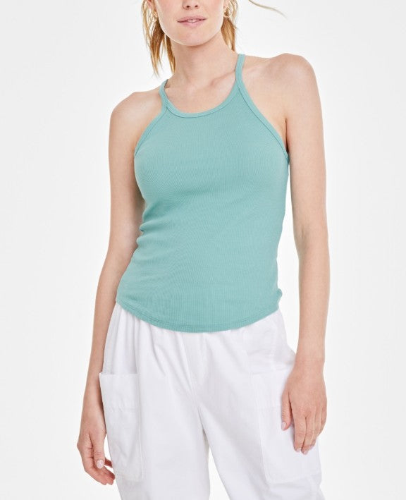 On 34th Women's Knit Strappy Scoop-Neck Tank Top Sea Spray Size M