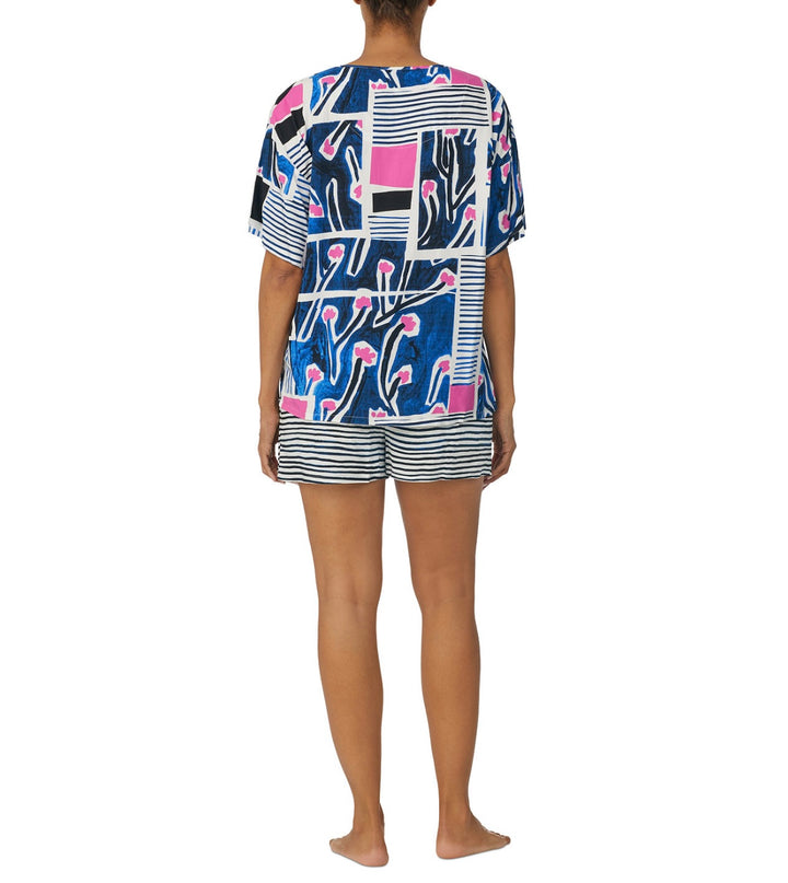 Refinery 29 Women's Woven Printed Shorts Sleep Pajama Set White/Blue Size S