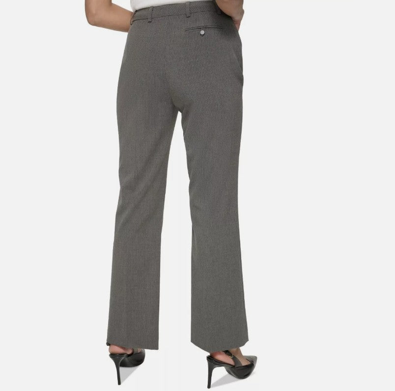 Calvin Klein Women's Pinstripe Straight-Leg Pants Charcoal/Cream Petite Size 10P