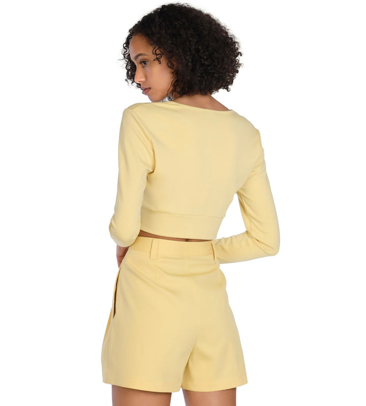 Bar III Women's Nicole Williams English Cropped Long-Sleeve Top Raffia Size XXL