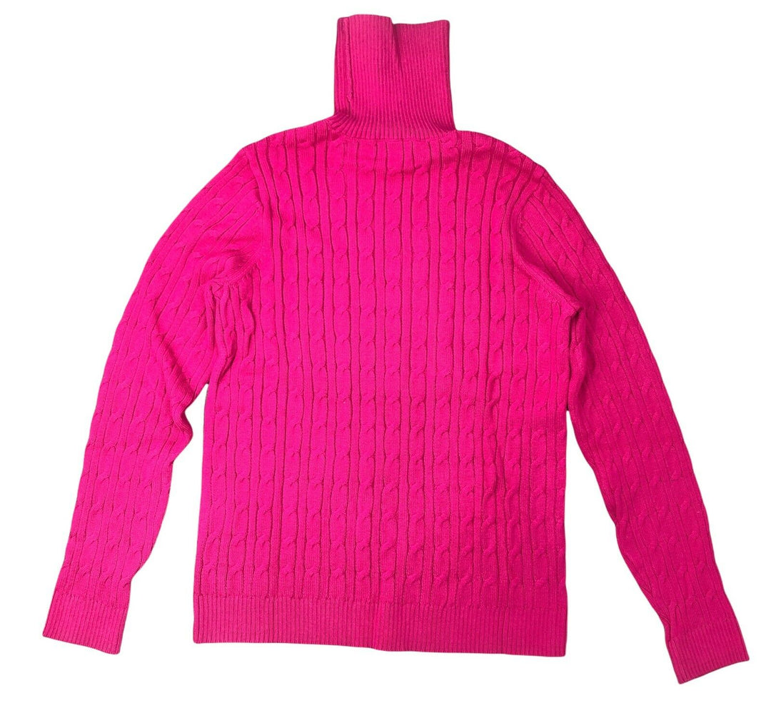 Charter Club Women's Turtle Neck Cable Knit Sweater Berry Cool Top Size M
