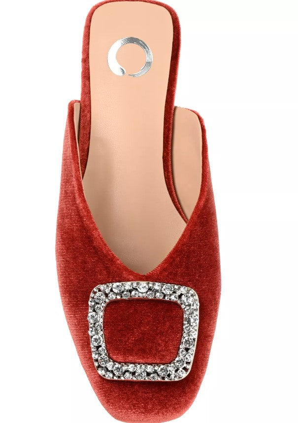 Journee Collection Women's Square Toe Sonnia Velvet Mules
